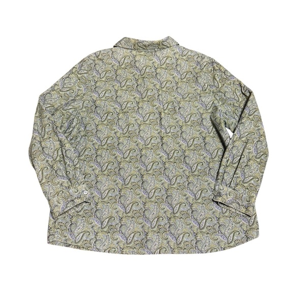 Sag Harbor Cotton Ribbed Paisley Button Up Shirt Women’s Petite Large Corduroy - Picture 2 of 5